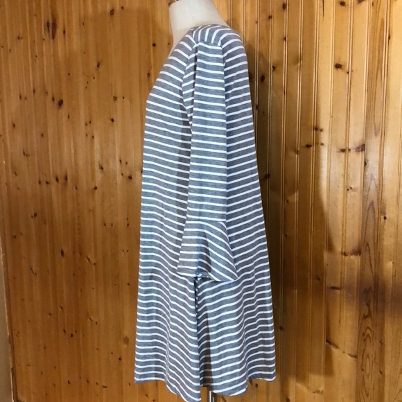 NWT Thyme & Honey Gray Striped Bell Sleeve Dress - Picture 10 of 14